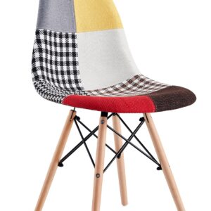 Silla STAR PAT24, madera, tejido patchwork color 24