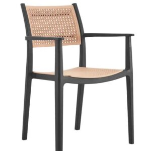 Sillón ALVOR 97, apilable, polipropileno negro y beige