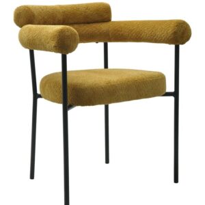 Sillón CERVANTES, metal, tapizado tejido bouclé amarillo