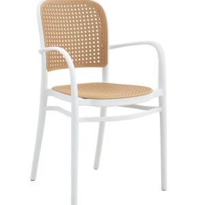 Sillón FUNCHAL 97, apilable, polipropileno blanco y beige