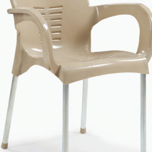 Sillón MIRAMAR, apilable, patas metálicas galvanizadas, polipropileno capuccino