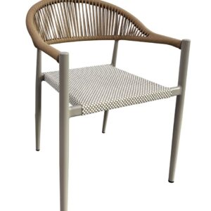 Sillón MÓNACO, apilable, aluminio, ratán y teslin