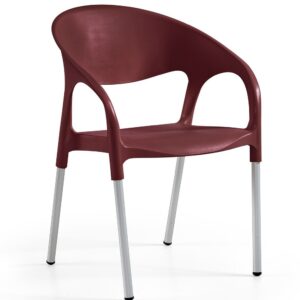 Sillón MOON, aluminio, polipropileno burdeos