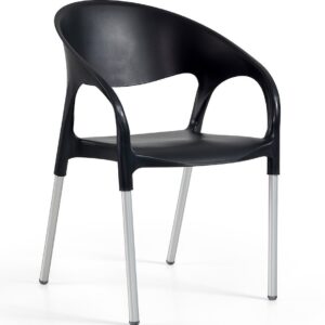 Sillón MOON, aluminio, polipropileno negro