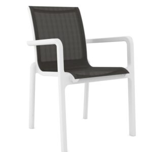 Sillón NEPTUNO, apilable, polipropileno blanco, batyline antracita
