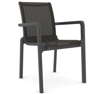Sillón NEPTUNO, apilable, polipropileno y batyline antracita