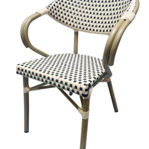 Sillón NERJA, apilable, aluminio, ratán beige y marrón