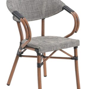 Sillón NERJA, apilable, aluminio, teslin gris bronce