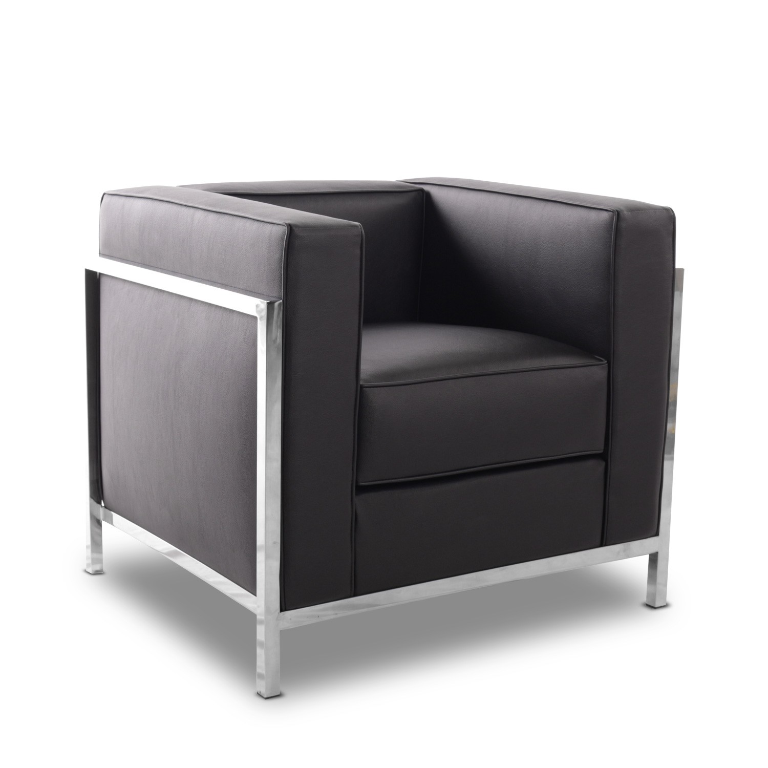 Sillón NEW LOBBY, acero inoxidable, similpiel negra