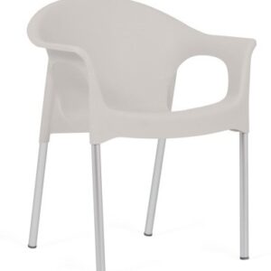 Sillón NILO, aluminio, apilable, polipropileno gris claro