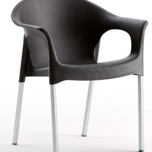 Sillón NILO, aluminio, apilable, polipropileno negro