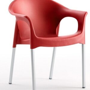 Sillón NILO, aluminio, apilable, polipropileno rojo