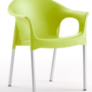 Sillón NILO, aluminio, apilable, polipropileno verde lima