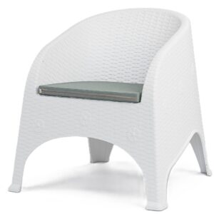 Sillón SURF, apilable, polipropileno blanco, cojín gris