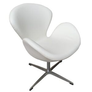 Sillón SW, tapizado en similpiel blanca