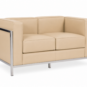 Sofá NEW LOBBY, 2 plazas, acero inoxidable, similpiel beige