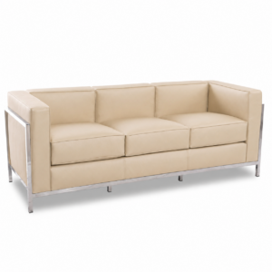 Sofá NEW LOBBY, 3 plazas, acero inoxidable, similpiel beige
