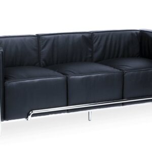Sofá VENETTO, 3 plazas, acero inoxidable, similpiel negra