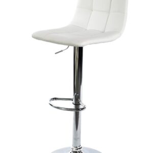 Taburete DESEO NEW (M), cromado, similpiel blanca
