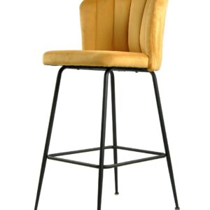 Taburete DEVIN, metal, tapizado velvet amarillo