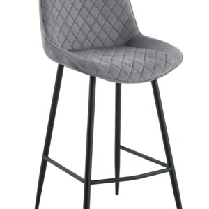 Taburete FELICIO, metal, tapizado velvet gris claro