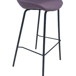 Taburete KIEL, metal, tapizado tejido rosa