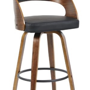 Taburete LOARRE, madera, similpiel negra