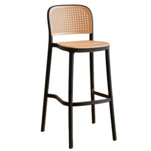 Taburete NIJAR NB, apilable, tratamiento anti UV, polipropileno negro y beige