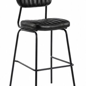 Taburete NUREMBERG, metal, similpiel negro