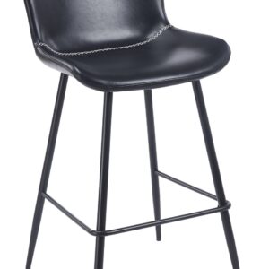 Taburete SAMPER, metal, similpiel vintage negra