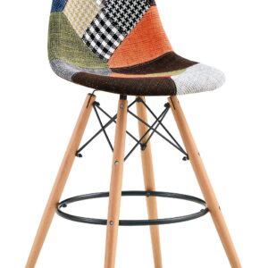 Taburete STAR PAT22, madera, tapizado patchwork 22