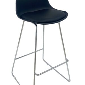 Taburete TOW FINN, cromado, carcasa y tapizado negro