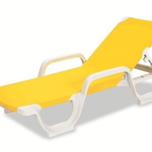 Tumbona COSTASOL, apilable, polipropileno blanco, tejido textilene amarillo