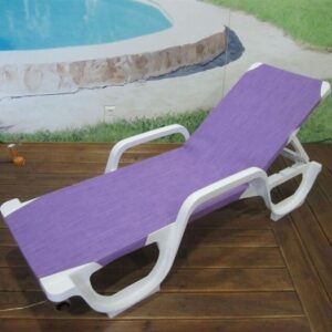 Tumbona COSTASOL, apilable, polipropileno blanco, tejido textilene lavanda
