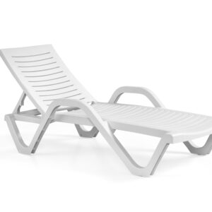 Tumbona MISSY, 5 posiciones, apilable, polipropileno blanco